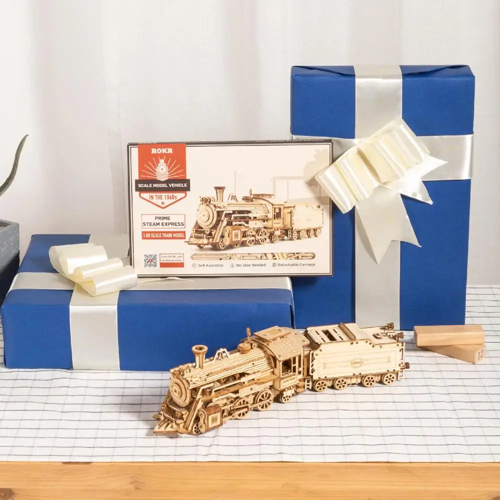 Get Up to 25% Off on 3D Puzzle Movable Steam Train, Car, Jeep Assembly Toy – Perfect Gift for Children and Adults! Wooden Model Building Block Kits!