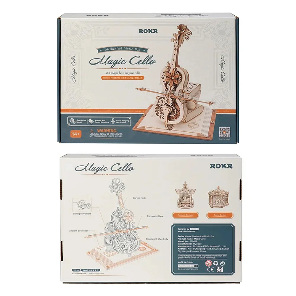 Get Up to 25% Off on 3D Wooden Puzzle Magic Cello Mechanical Music Box – Fun and Creative Toys for Teens and Adults!
