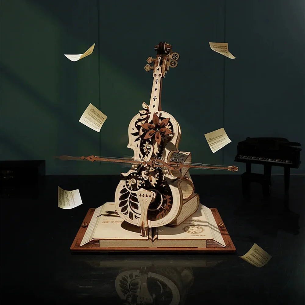 Get Up to 25% Off on 3D Wooden Puzzle Magic Cello Mechanical Music Box – Fun and Creative Toys for Teens and Adults!