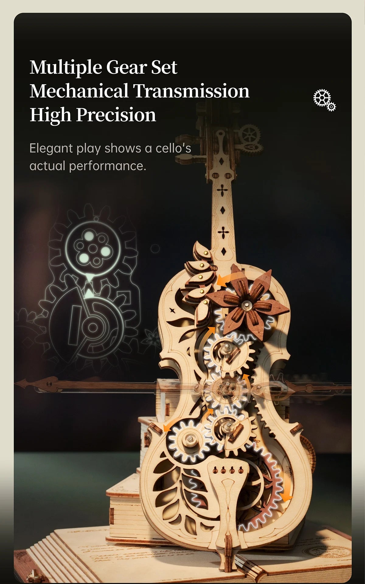 Get Up to 25% Off on 3D Wooden Puzzle Magic Cello Mechanical Music Box – Fun and Creative Toys for Teens and Adults!
