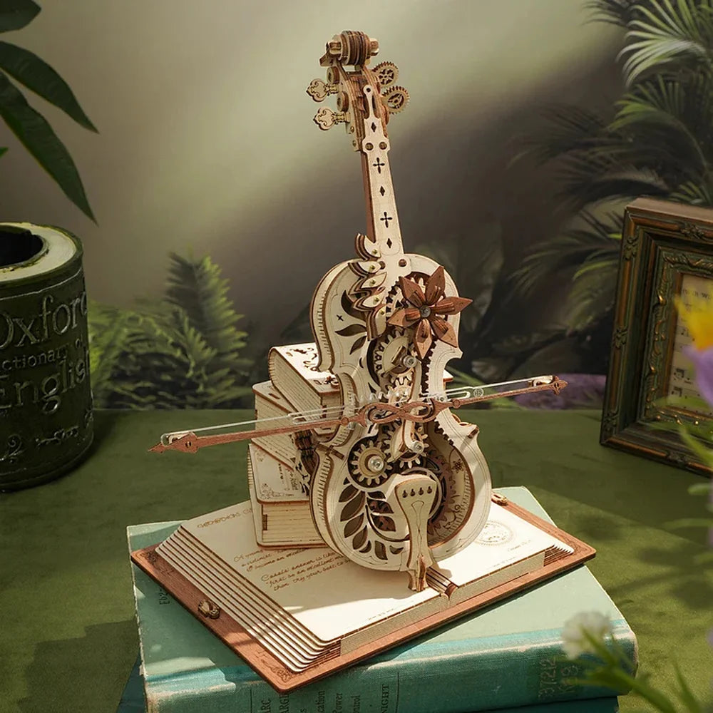 Get Up to 25% Off on 3D Wooden Puzzle Magic Cello Mechanical Music Box – Fun and Creative Toys for Teens and Adults!