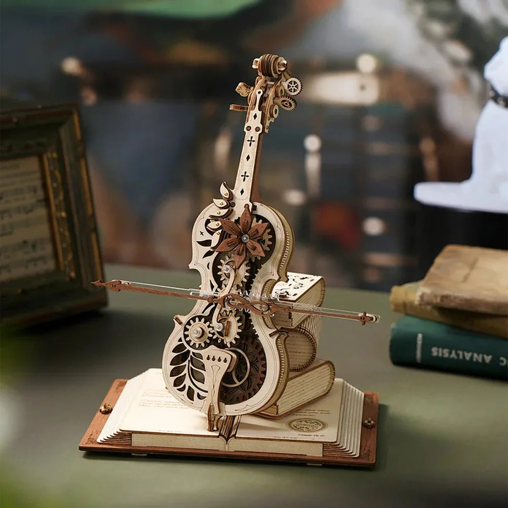 Get Up to 25% Off on 3D Wooden Puzzle Magic Cello Mechanical Music Box – Fun and Creative Toys for Teens and Adults!