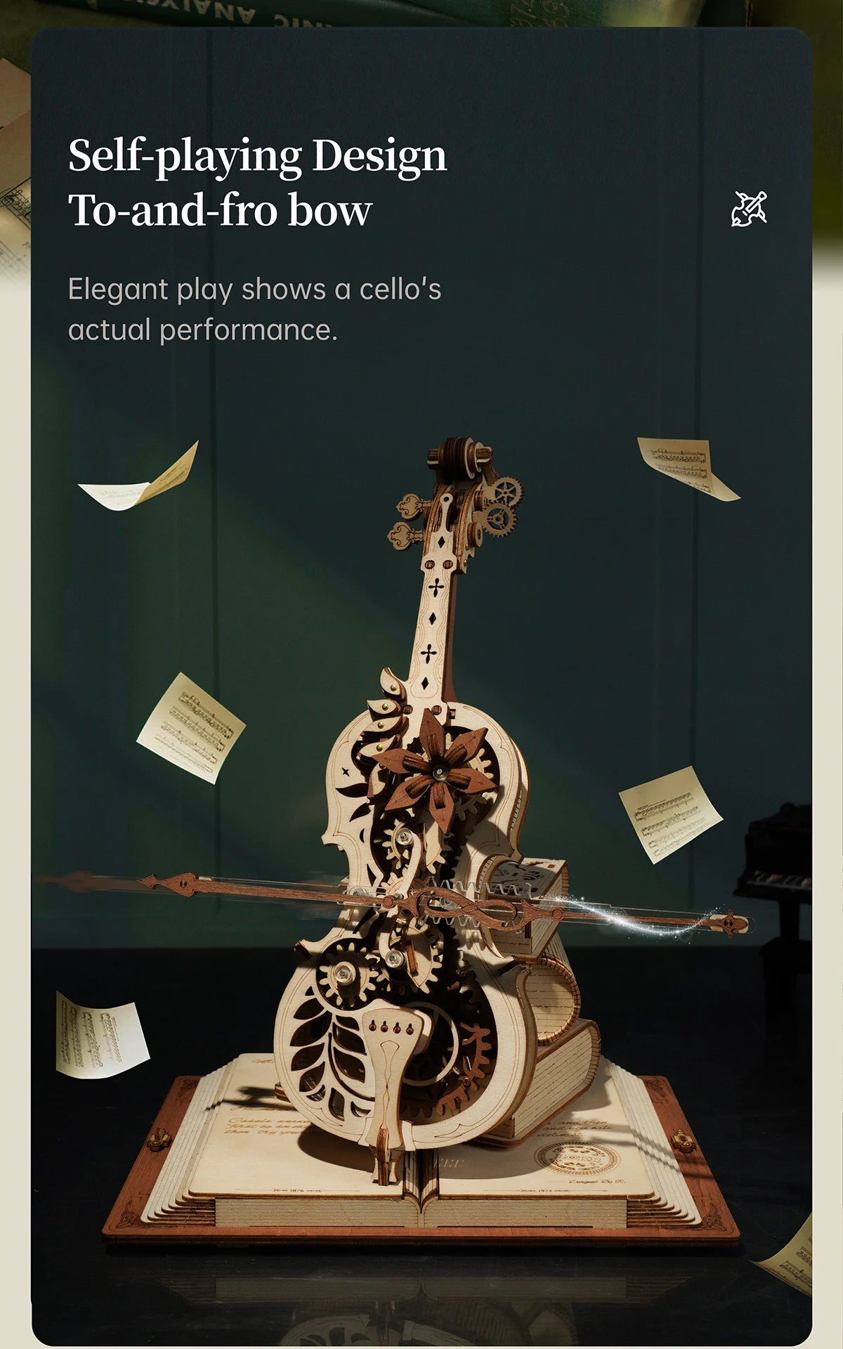 Get Up to 25% Off on 3D Wooden Puzzle Magic Cello Mechanical Music Box – Fun and Creative Toys for Teens and Adults!