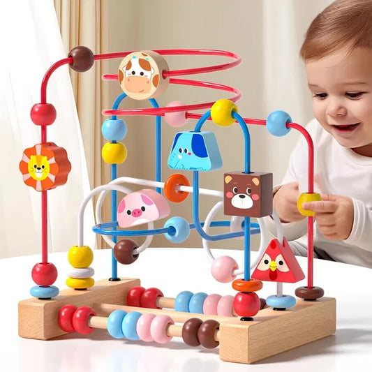 Montessori Wooden Bead Maze – Early Learning Toy for Ages 1-3