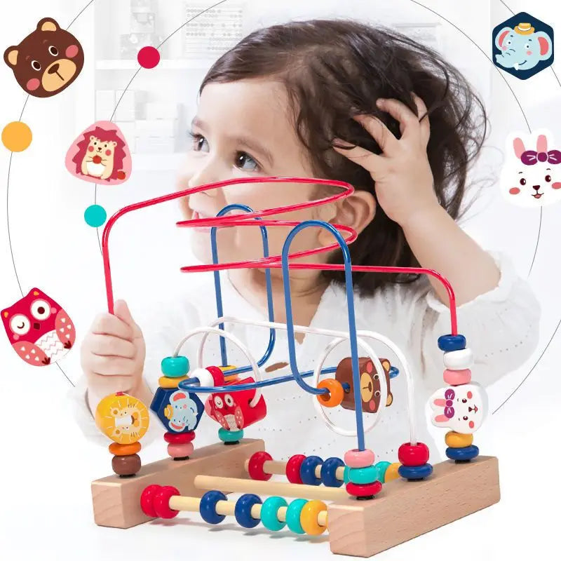 Montessori Wooden Bead Maze – Early Learning Toy for Ages 1-3