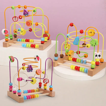 Montessori Wooden Bead Maze – Early Learning Toy for Ages 1-3