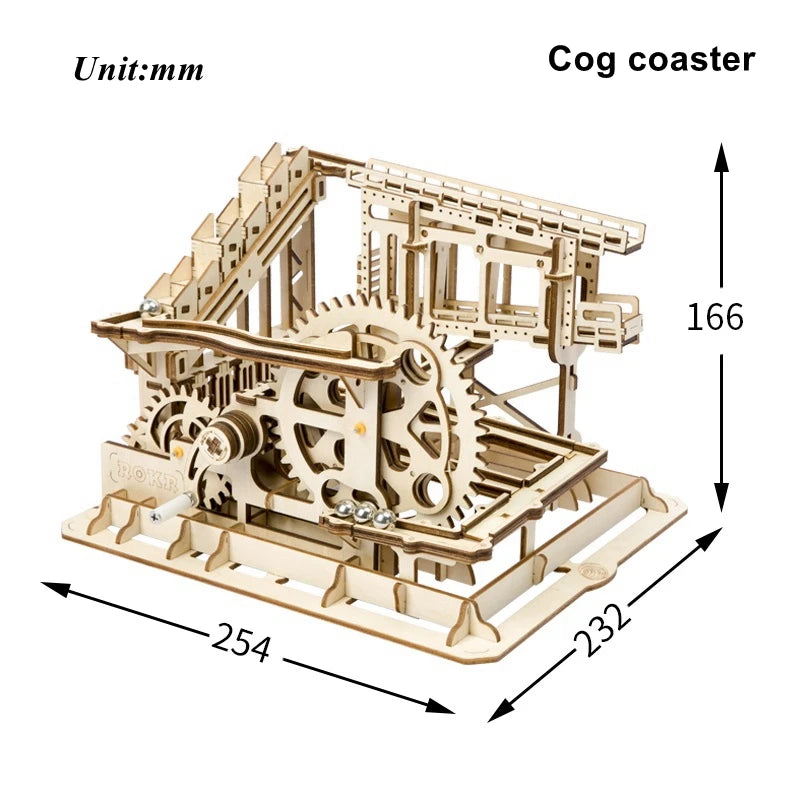 Robotime Rokr Marble Run Set 5 Kinds 3D Wooden Puzzle DIY Model Building Block Kits Assembly Toy Gift for Teens Adult Night City