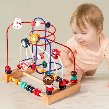 Montessori Wooden Bead Maze – Early Learning Toy for Ages 1-3