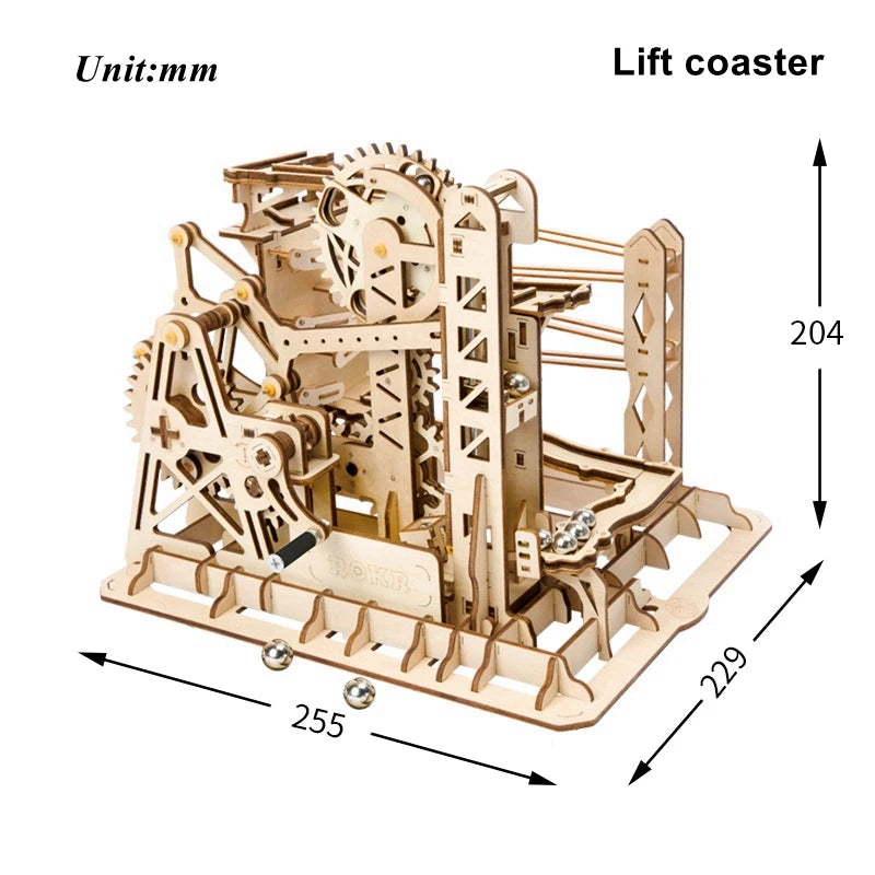 Robotime Rokr Marble Run Set 5 Kinds 3D Wooden Puzzle DIY Model Building Block Kits Assembly Toy Gift for Teens Adult Night City