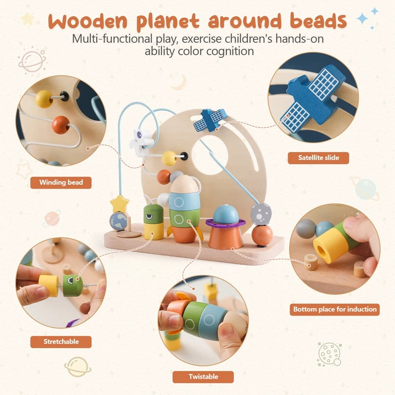 Montessori Wooden Aviation Beaded Toys – Early Learning Finger Grip Puzzle for Kids I Labyrinth Toy