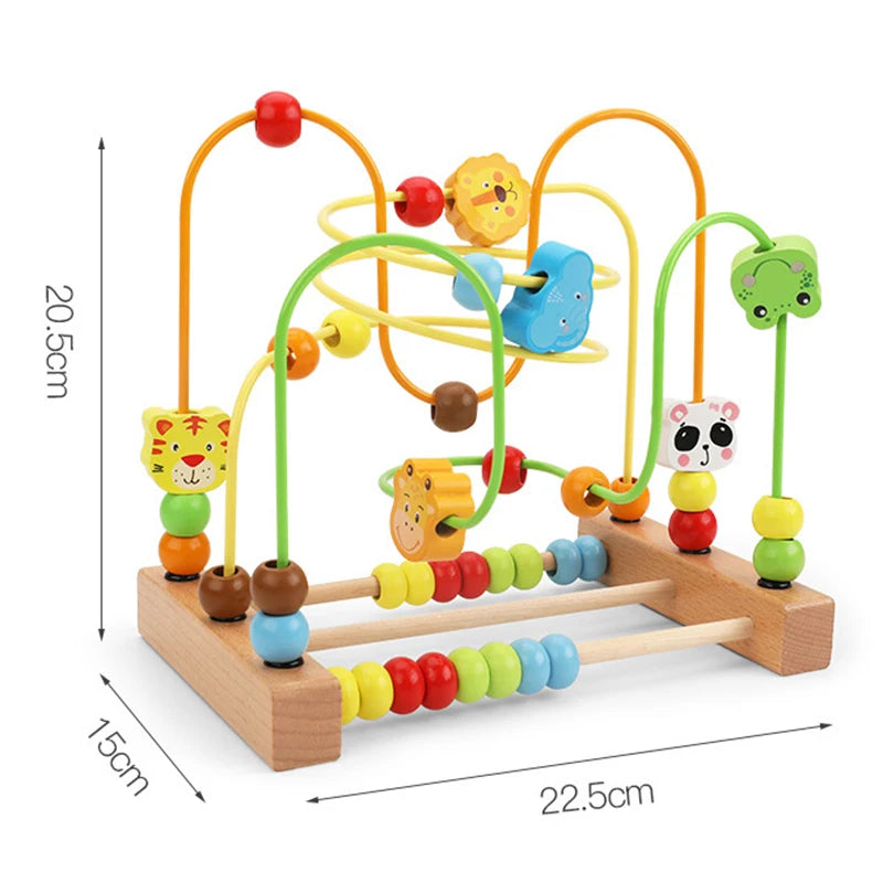 Montessori Wooden Bead Maze – Early Learning Toy for Ages 1-3